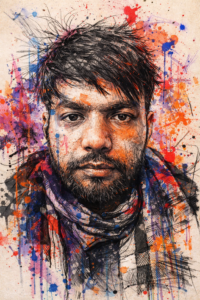 Graffiti-Style Portrait Illustration: Raw Hand-Sketched Art with Urban Journal Aesthetic