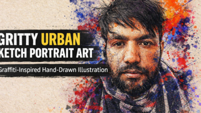 Graffiti-Style Portrait Illustration: Raw Hand-Sketched Art with Urban Journal Aesthetic